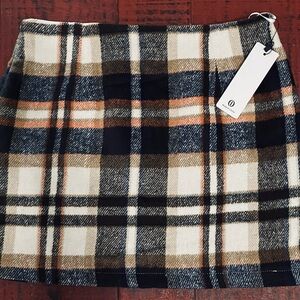 Plaid Mini Skirt in Navy and Brown